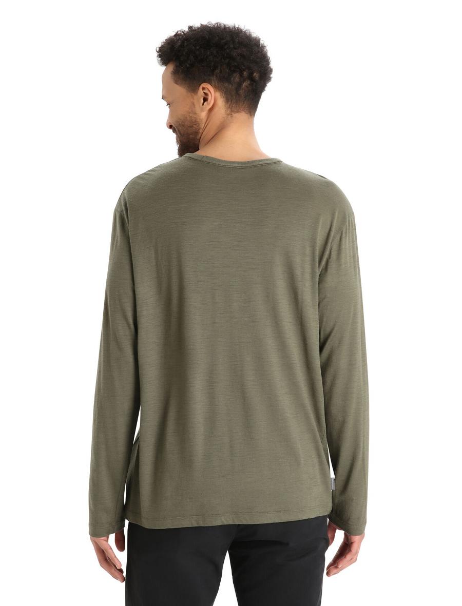 Loden Icebreaker Merino Granary Pocket T-Shirt Men's Long Sleeve | AU 1238MQZA